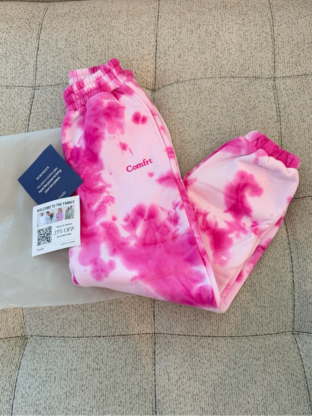Kids Pink Tie-Dye Joggers with Elastic Waistband